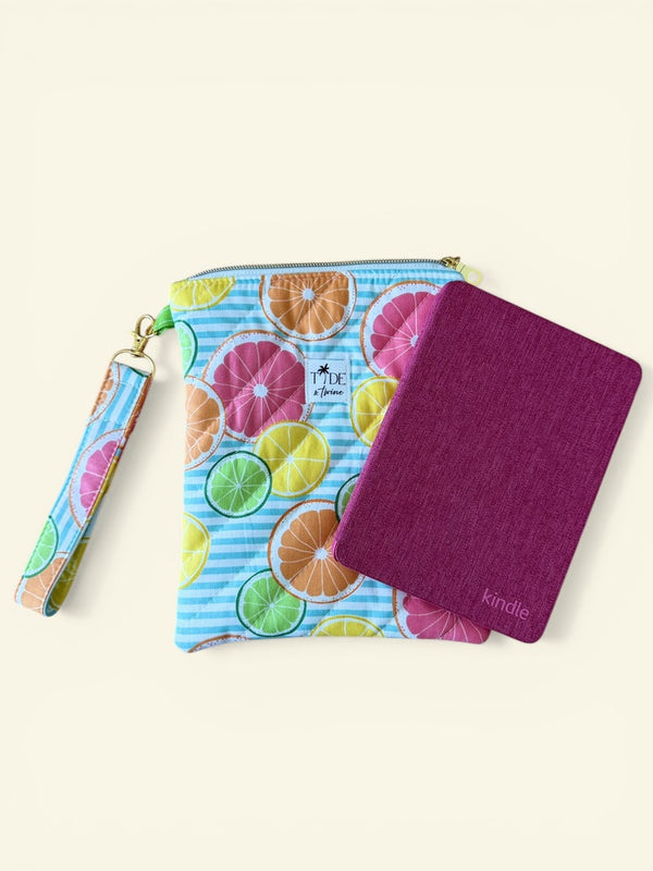 Quilted Juicy Fruits Kindle/eReader Sleeve w/ Carrying Strap