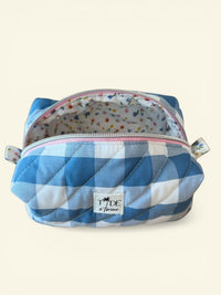 Quilted Wildflowers and Blue Gingham Makeup Bag Gift Set