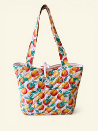 Large Quilted Tote in Oranges