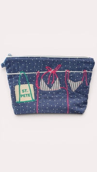 Coastal Clothesline Bikini Bag on Blue dots