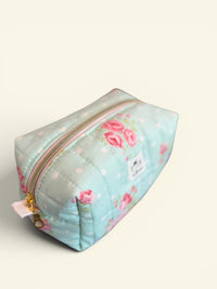 Quilted Dots N Roses Makeup Bag