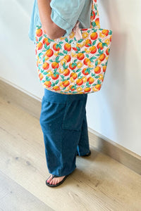 Large Quilted Tote in Oranges