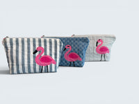 Flamingo Bikini Bag on Checkerboard Denim