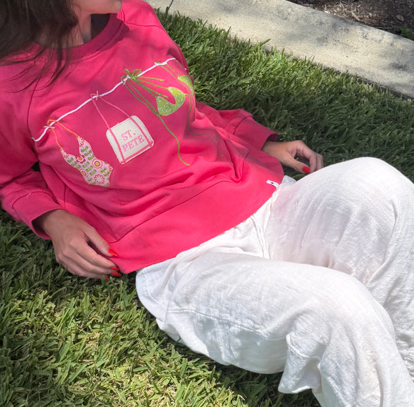 Coastal Clothesline Sweatshirt on Watermelon