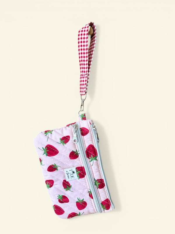 Quilted Strawberries On-The-Go Wristlet