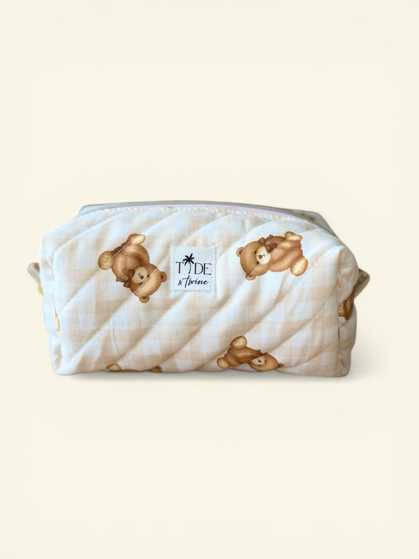Quilted Teddy Bears Makeup Bag
