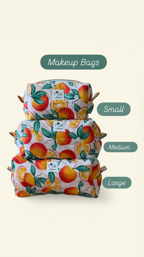 Quilted Oranges Makeup Bag