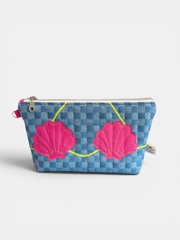 Create Your Own - Clam Shell Bikini Bag on Checkerboard Denim