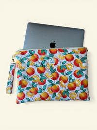 Quilted Oranges Laptop Sleeve w/ Carrying Strap
