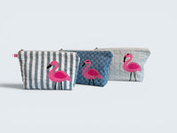 Flamingo Bikini Bag on Checkerboard Denim