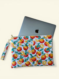 Quilted Oranges Laptop Sleeve w/ Carrying Strap