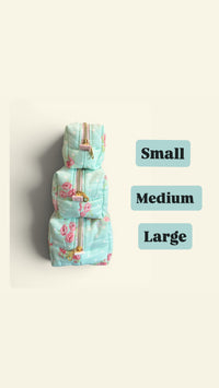 Quilted Dots N Roses Makeup Bag