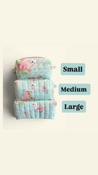 Quilted Dots N Roses Makeup Bag