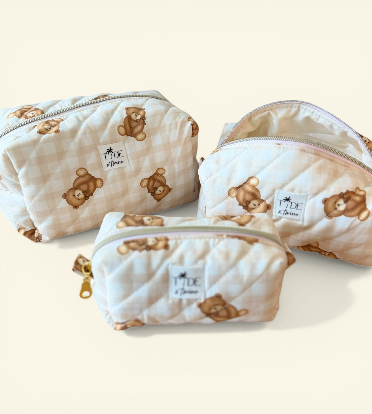Quilted Teddy Bears Makeup Bag