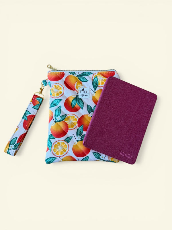 Quilted Oranges Kindle Sleeve w/ Carrying Strap