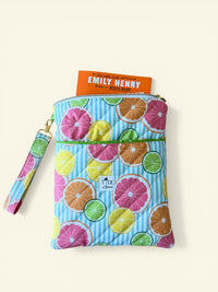 Quilted Juicy Fruits Book Sleeve w/ Carrying Strap