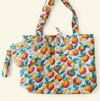 Large Quilted Tote in Oranges
