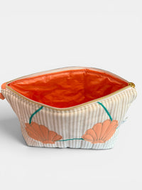 Clam Shell Bikini Bag on Natural & White with Apricot