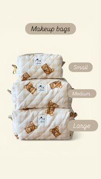 Quilted Teddy Bears Makeup Bag