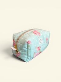 Quilted Dots N Roses and Pink Cabana Stripe Makeup Bag Gift Set