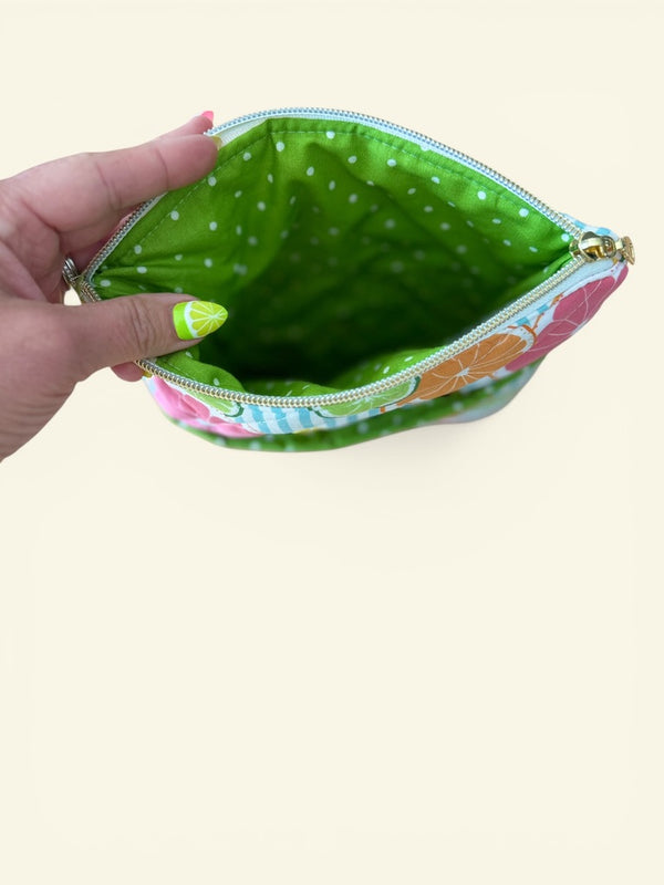 Quilted Juicy Fruits Book Sleeve w/ Carrying Strap