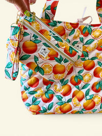 Large Quilted Tote in Oranges