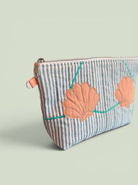 Create Your Own - Clam Shell Bikini Bag on Steel Blue & White