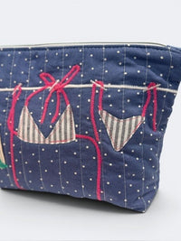 Coastal Clothesline Bikini Bag on Blue dots