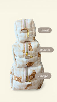 Quilted Teddy Bears Makeup Bag