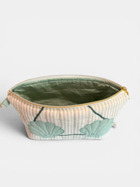 Clam Shell Bikini Bag on Natural & White with Mint