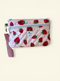 Quilted Strawberries On-The-Go Wristlet