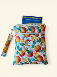 Quilted Oranges Book Sleeve w/ Carrying Strap