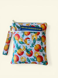 Quilted Oranges Book Sleeve w/ Carrying Strap