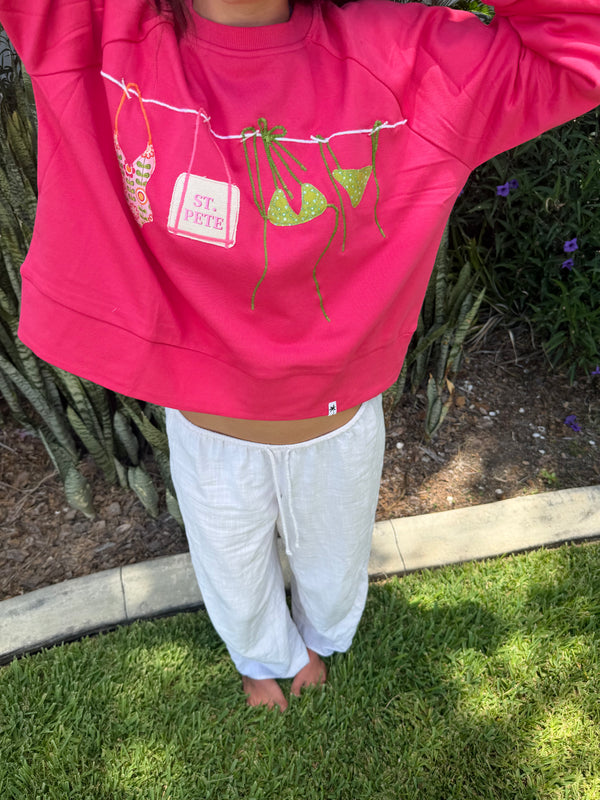 Coastal Clothesline Sweatshirt on Watermelon