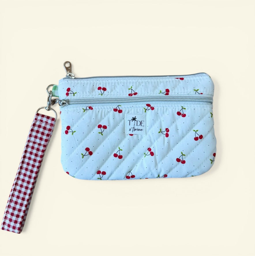Quilted Cherries On-The-Go Wristlet