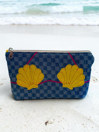 Create Your Own - Clam Shell Bikini Bag on Checkerboard Denim