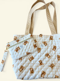 Large Quilted Tote in Teddy Bears | Diaper Bag
