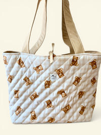 Large Quilted Tote in Teddy Bears | Diaper Bag
