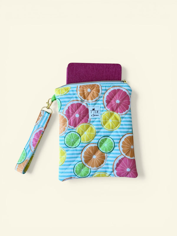 Quilted Juicy Fruits Kindle/eReader Sleeve w/ Carrying Strap