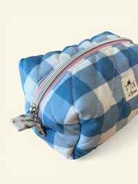 Quilted Wildflowers and Blue Gingham Makeup Bag Gift Set