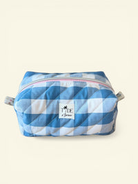 Quilted Wildflowers and Blue Gingham Makeup Bag Gift Set