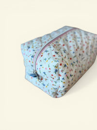 Quilted Wildflowers and Blue Gingham Makeup Bag Gift Set