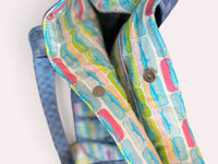 Large Quilted Tote w/ Fabric Appliquéd Sardines on Checkerboard Denim