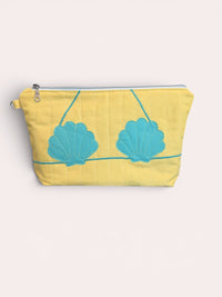 Aqua Clam Shell Bikini Bag on Butter Yellow
