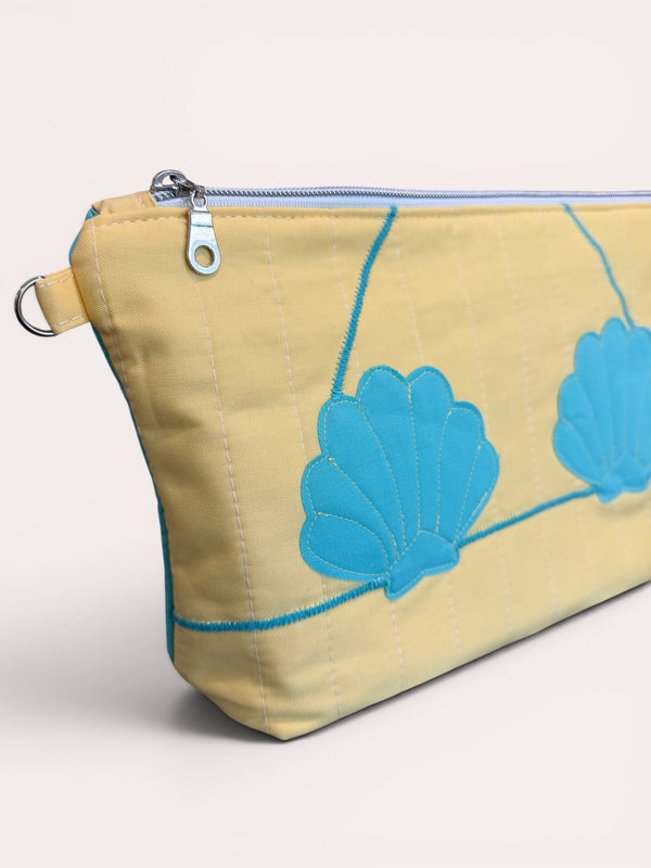 Aqua Clam Shell Bikini Bag on Butter Yellow