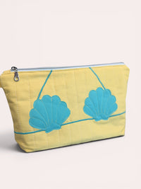 Aqua Clam Shell Bikini Bag on Butter Yellow