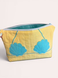 Aqua Clam Shell Bikini Bag on Butter Yellow