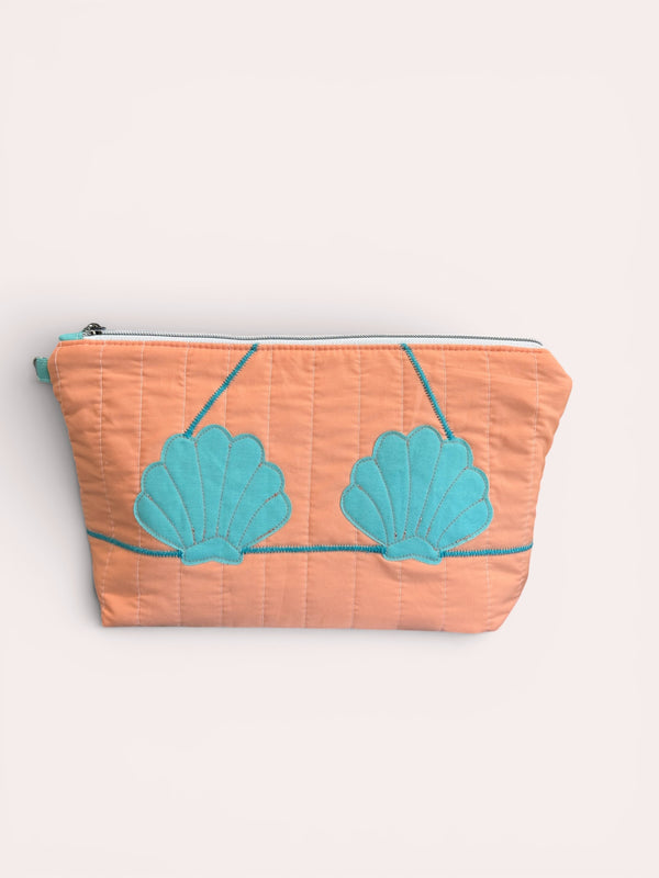 Aqua Clam Shell Bikini Bag on Apricot