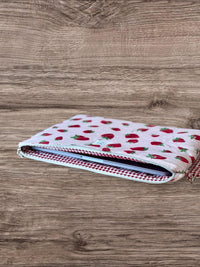 Quilted Strawberry Laptop Sleeve w/ Keychain Carrying Strap | Puffy Padded iPad Pouch (Machine Washable)