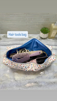 Handmade Wildflower Quilted Makeup Bag | Puffy Travel Pouch, | Zippered Cosmetic Case | Toiletry Boxy Bag